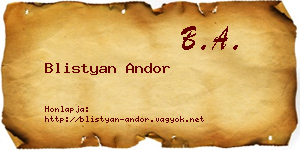 Blistyan Andor névjegykártya